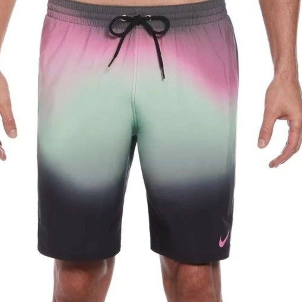NEW Nike Men's L 9" Aurora Borealis Ombre Swim Trunks Black Pink Green MSRP $68